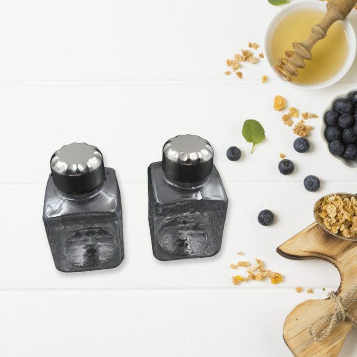 5503 All New Square 16 Bottle Design 360 Degree Revolving Spice Rack Container Condiment Pieces Set Square Small Container - Trendex