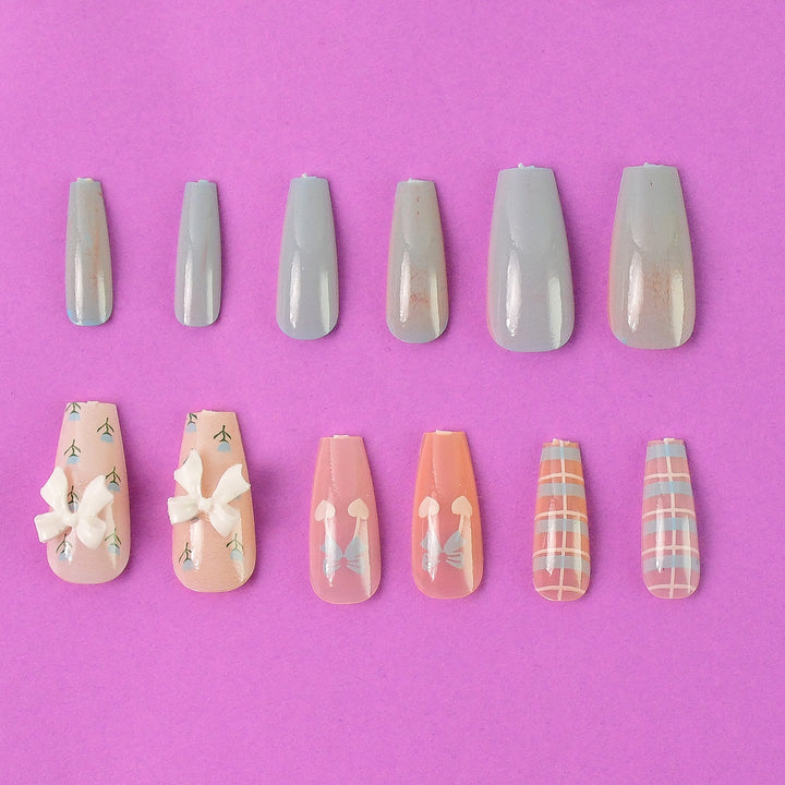 Reusable Press-on Artificial Nails With Adhesive Stickers (12 Pc) - Trendex