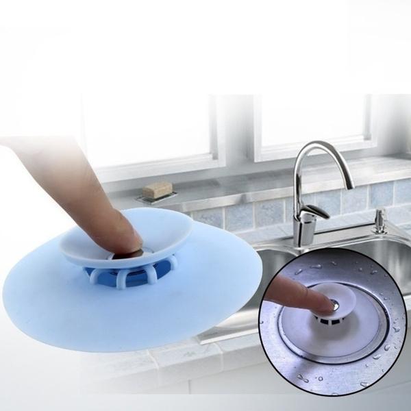 1163 Creative 2-in-1 Silicone Sewer Sink Sealer Cover Drainer (Multicolour) - Trendex
