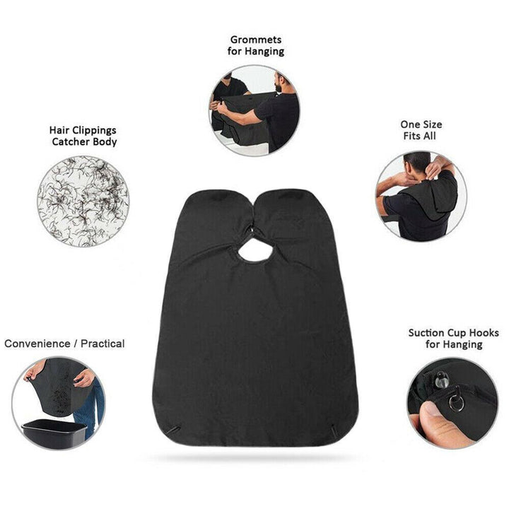6027 Black Beard Apron Hair Clippings Catcher Grooming Bib - Trendex