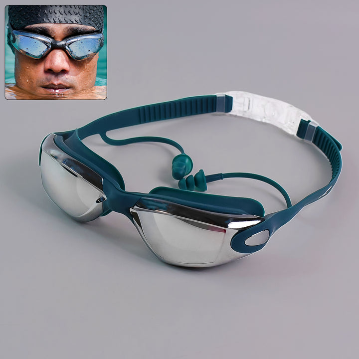 Professional Anti-fog Uv Protection Swimming Goggles With Mirrored Lenses And Earplugs - Trendex