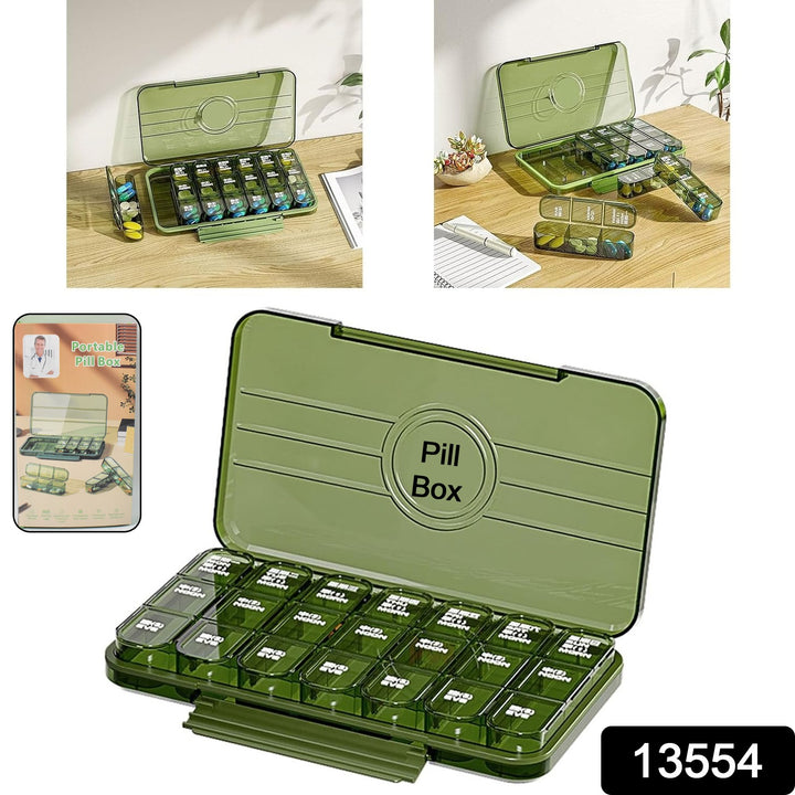 Portable Weekly Pill Box Organiser Daily Pill Keeper 21 Grid Container (1 Pc) - Trendex