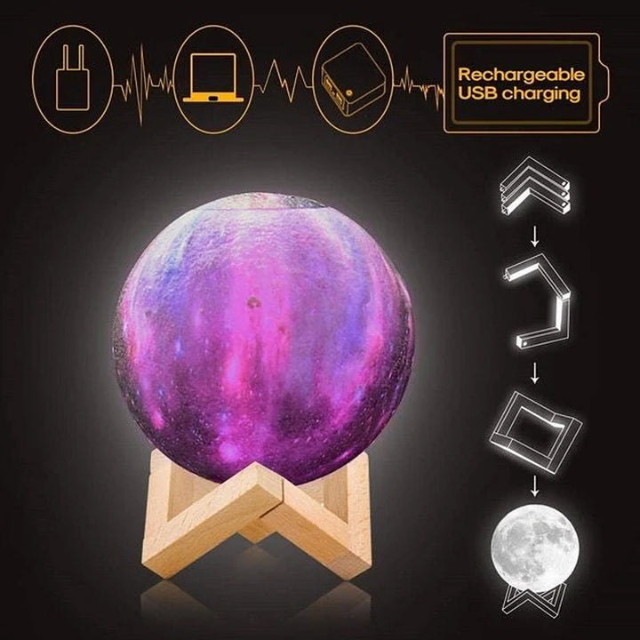 3d 2 In 1 Led Printed Moon Lamp  Aroma Diffuser (1 Pc) - Trendex