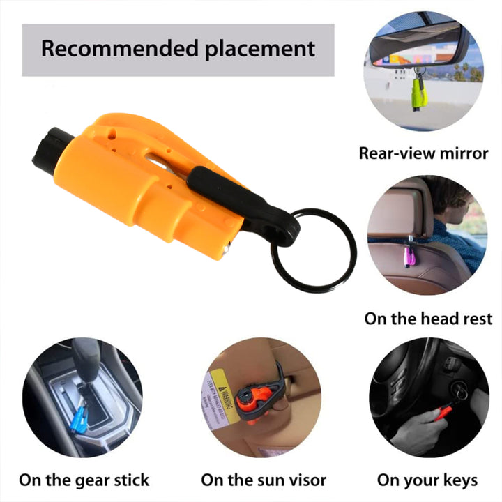 8761 2 In 1 Emergency Safety Cutter With Key Chain Small Portable Handy Emergency Safely Glass Breaking  Seat Belt Cutting Keychain Tool - Trendex