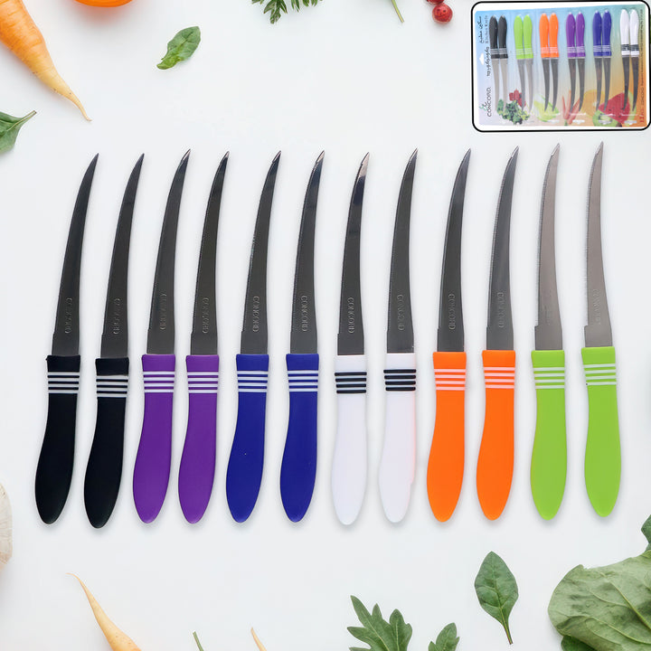 Stainless Steel Multipurpose Serrated Knife Set (12 Pc) - Trendex