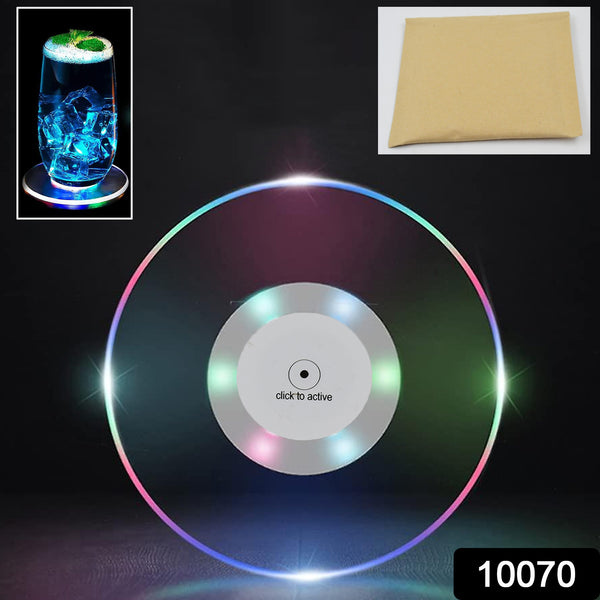 Colorful Led Cocktail Coaster Round Ultra-thin Led Drink Coaster (1 Pc) - Trendex