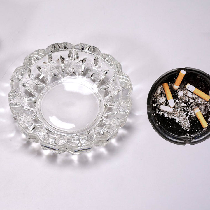 4066 Paricutin Glass Crystal Quality Cigar Cigarette Ashtray Round Tabletop For Home Office Indoor Outdoor Home Decor - Trendex
