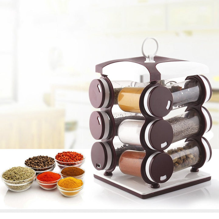 2036 Spice Jar Set - Food Grade Plastic 12pcs Spice Jar (Brown Box) - Trendex