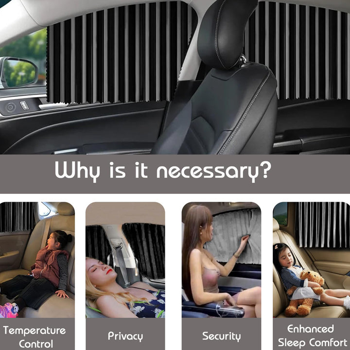 Curtain For Car Window  Heat  Sunshade Protection (4 Pcs With Curtain Hook  Adhesive Tap Set) - Trendex