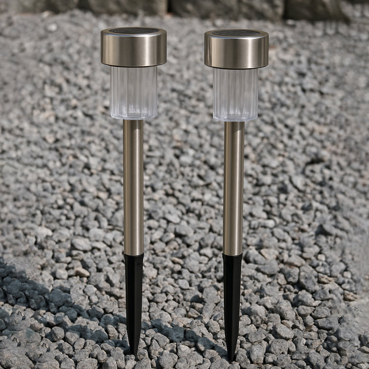 Solar-powered Stainless Steel Garden Pathway Lights 31x4 Cm (2 Pc) - Trendex
