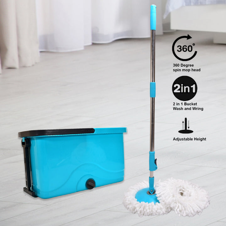 4027 Quick Spin Mop Plastic Spin Bucket Floor Cleaning Easy Wheels  Big Bucket Floor Cleaning Mop With Bucket - Trendex