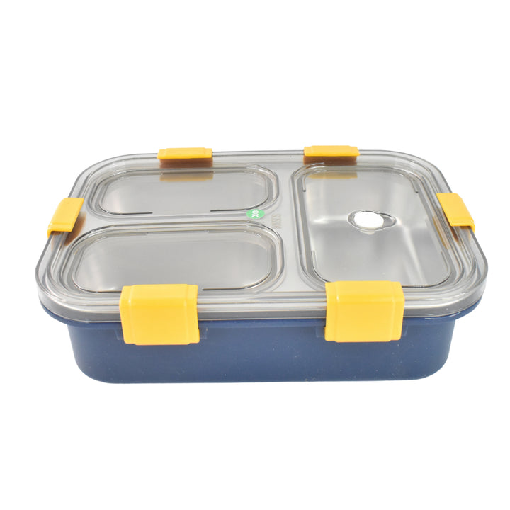 3 Compartment Transparent Stainless Steel Lunch Box For Kids - Trendex