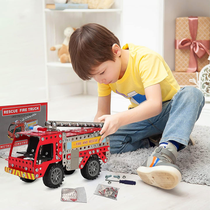 Metal Diy Fire Truck Building Blocks For Kids (Fire Truck  292pcs Of Truck Tool  1 Set) - Trendex