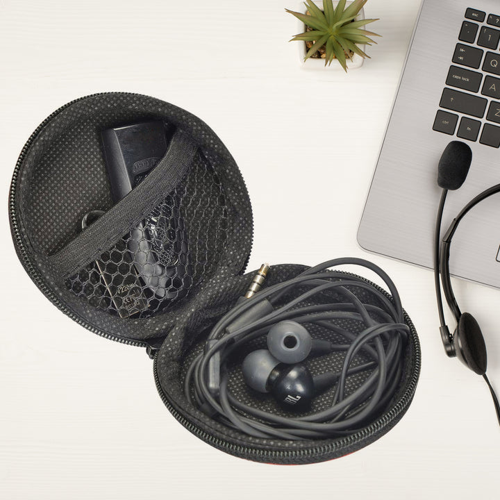 6570  Earphone Carrying Cute Case Round Pocket Pouch For Headphone Data Cable Coins Airpods Pendrive Earphone Case Organizer Perfect Return Gift (Mix Design 1 Pc) - Trendex