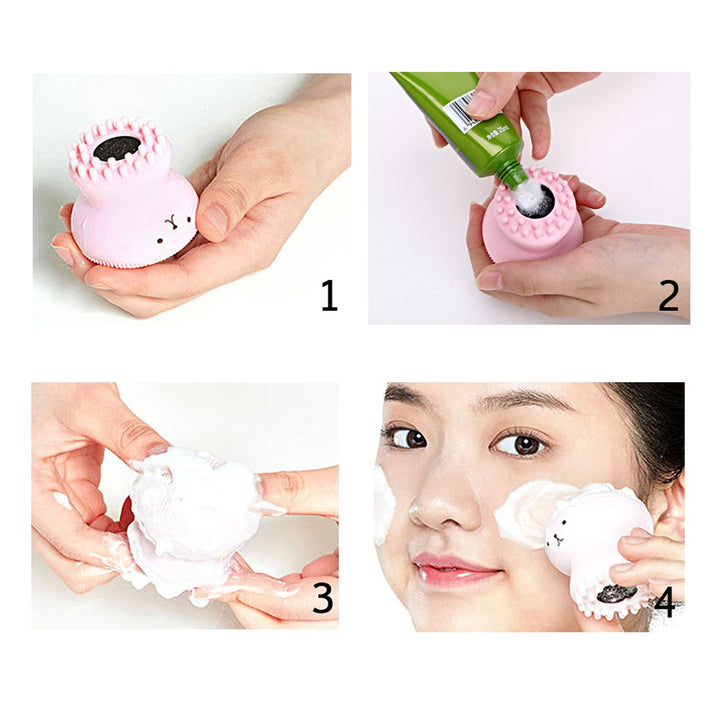 1671 Facial Cleansing Brushes Cute Octopus Shape Silicone Face Scrubber Massager Skincare Tool (1pc) - Trendex
