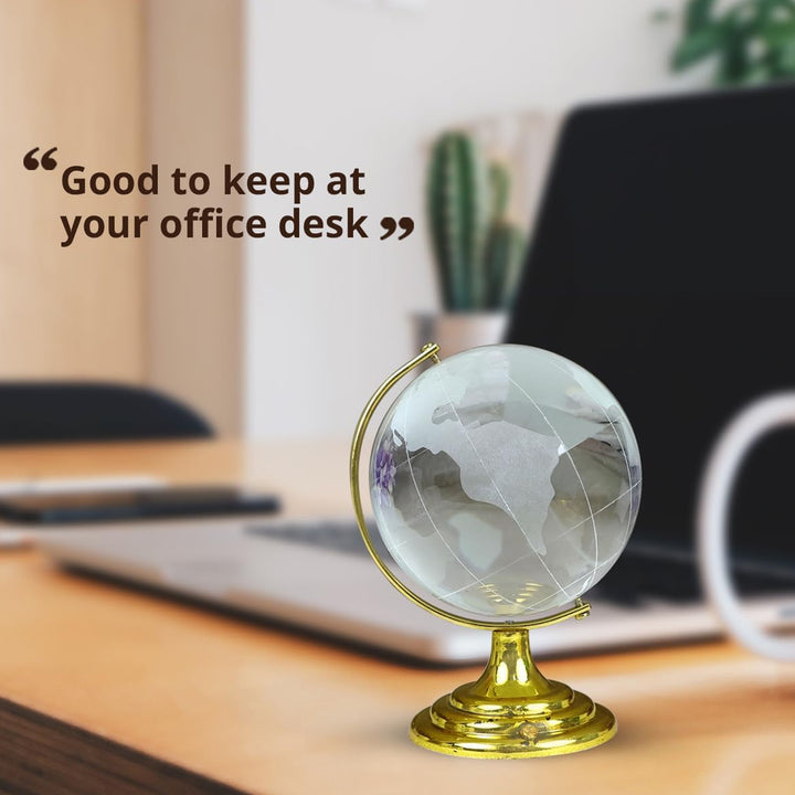 Crystal Globe  World Map 50 Mm With Golden Stand (1 Pc) - Trendex