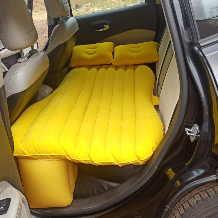 8043 Car Inflatable Bed With 2 Pillows   Air Pump (Portable) For Travel Camping Vacation  Polyester Inflatable Travel Car Bed Air Sofa With Two Inflatable Pillow And Air Pump For Car Back Seat Air Pump Random Colour - Trendex
