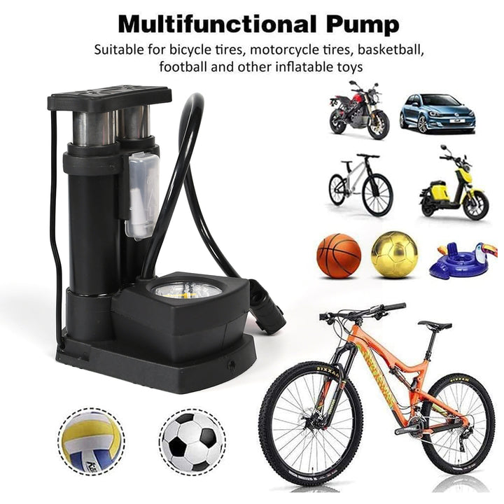 0533 Portable Mini Bike Pumpcycle Pump Foot Activated With Gauge Floor Bicycle Pump  Cycle Pump - Trendex