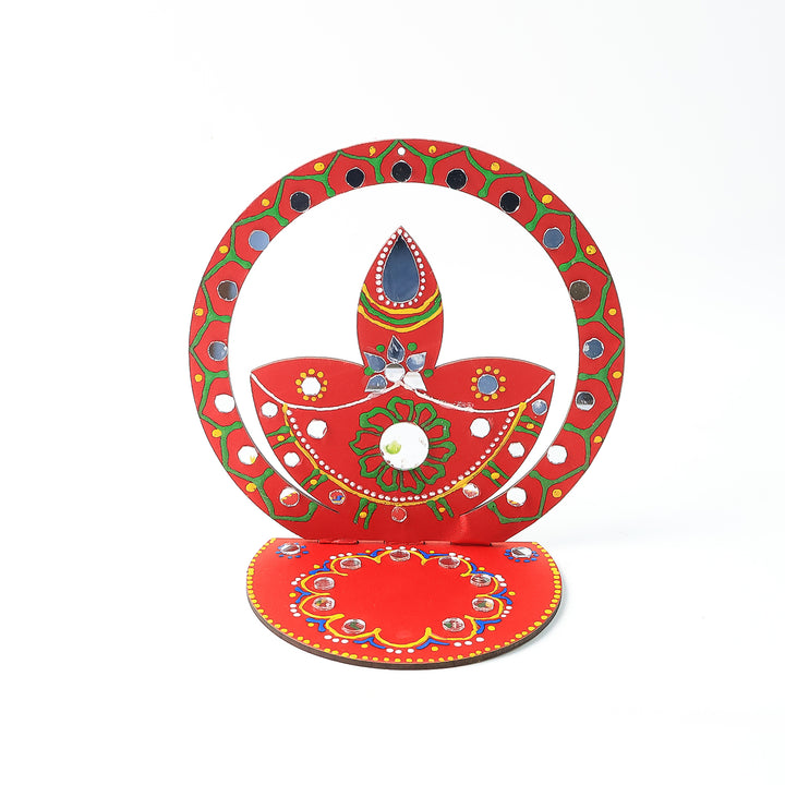 Handcrafted Wooden Decorative Diya Stand (1 Pc) - Trendex