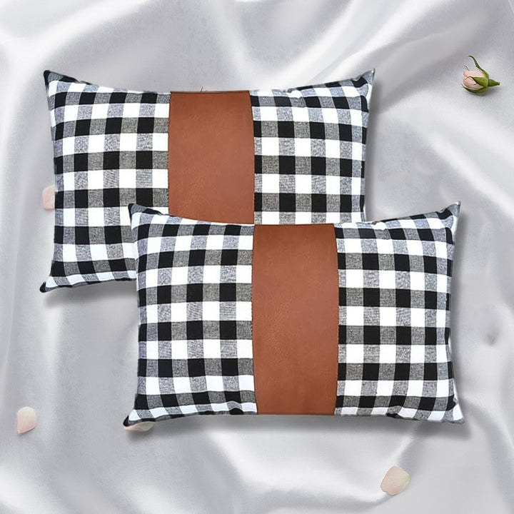 Pillow Covers Leather  Cotton Cushion Covers (17  17 Inch  1 Pair  2 Pc) - Trendex