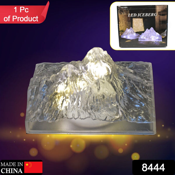 8444 Plastic Iceberg Night Light Mountain Lights Flameless Modern Clear Led Flameless Party Candles Led Lamp Home Decoration Mini Atmosphere Light Bedroom Decor Desktop Ornament Children Gift (Moq - 12 Pc) - Trendex