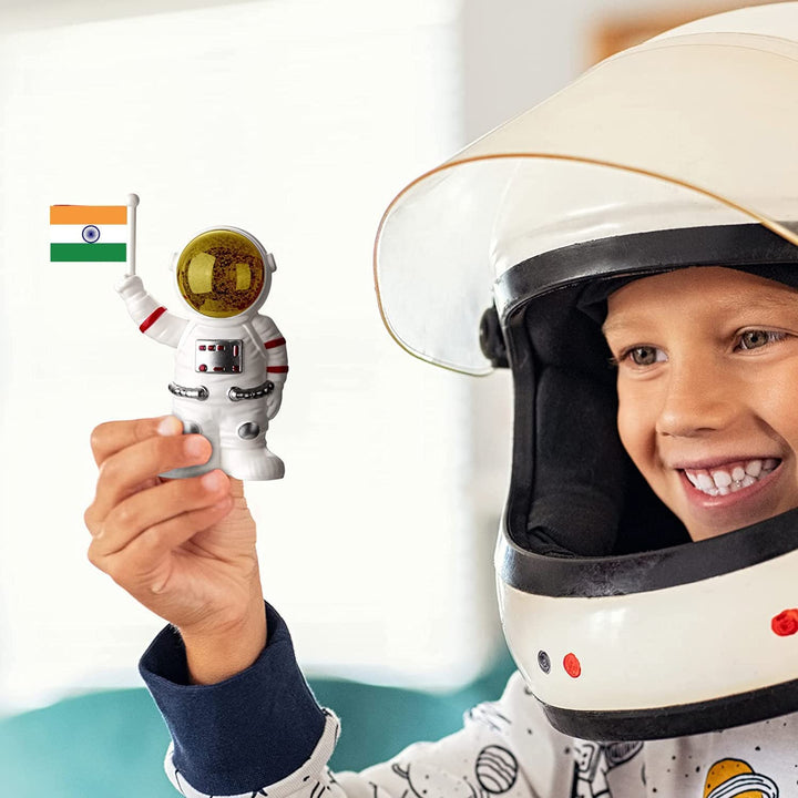 Solar Power Astronaut Ornament Moving Hand With Indian Flag (1 Pc) - Trendex