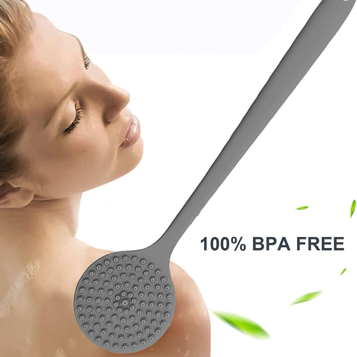 Silicone Back Scrubber Brush With Long Handle (1 Pc) - Trendex