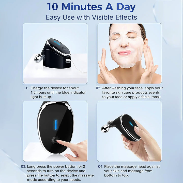 Microcurrent- Facial- Device Micro Current Face Massager Roller (1 Pc) - Trendex