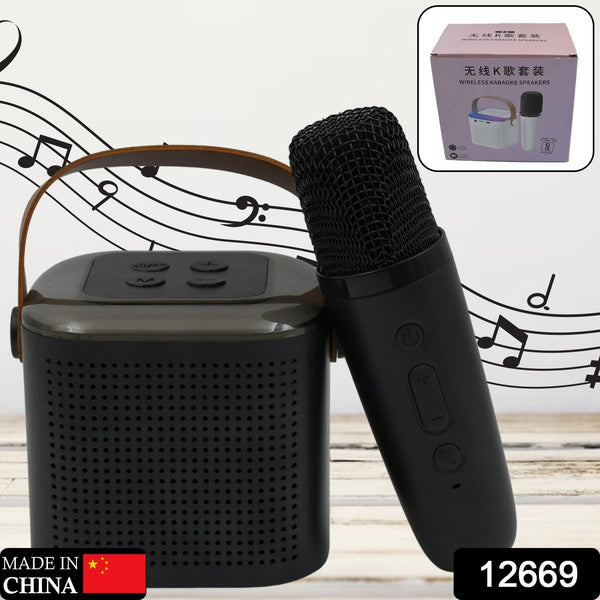 12669 Wireless Speaker Microphone Set Rgb Light Support Memory Card Portablekaraoke Machine Perfect  For Travel Tv - Trendex