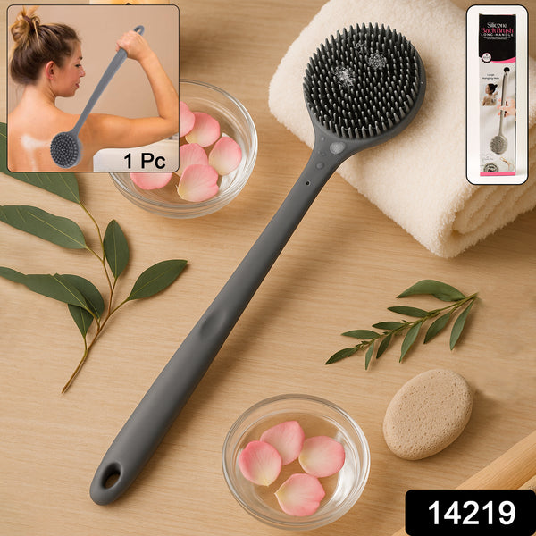 Silicone Back Scrubber Brush With Long Handle (1 Pc) - Trendex