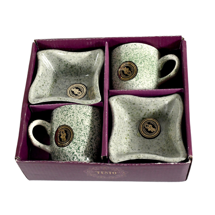 8224 Festo Ceramic Tea  Cups  Mug Set Including Snacks  Serving Bowl Milk Cup Coffee Cup Tea Cup Breakfast Cup Drinking Mug Or Outdoor For Household Gift For Birthday Wedding Party (4 Pcs Set) - Trendex