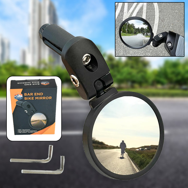 8505 Bar End Bike Mirror Safe Rearview Mirror 360 Rotatable  Foldable Safety Bicycle Rear View Mirror Mirror Durable Bike Mirror (1 Pc) - Trendex