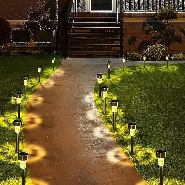 Solar-powered Stainless Steel Garden Pathway Lights 31x4 Cm (2 Pc) - Trendex