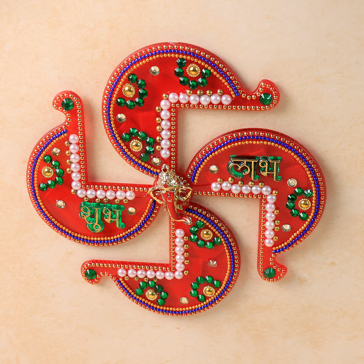 Acrylic Swastik Shubh Labh Wall Hanging  (1 Pc) - Trendex