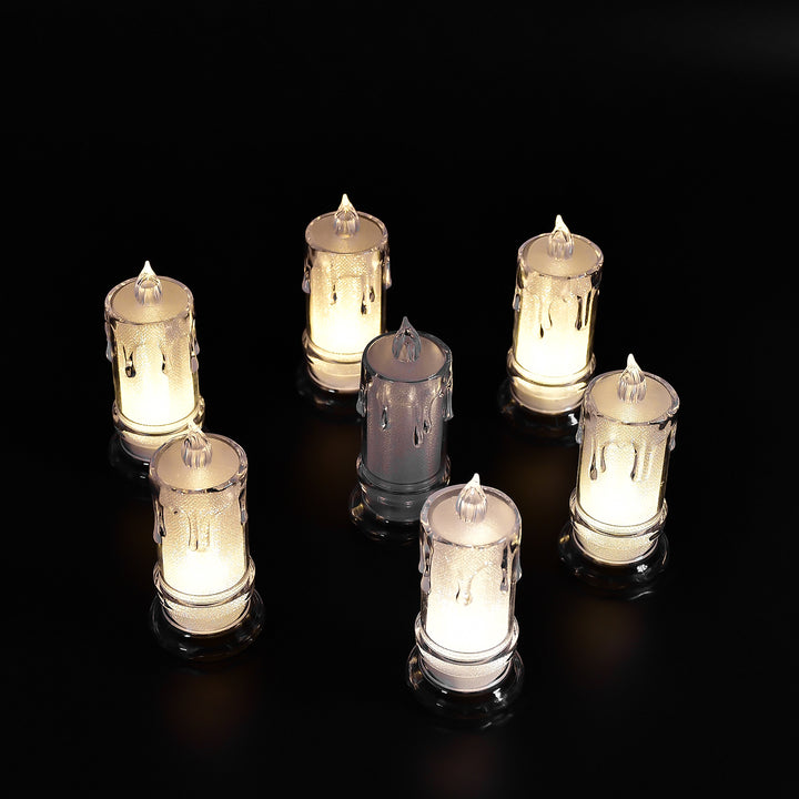 6559 Big Size Flameless Melted Design Candles For Decoration (Set Of 12pc) - Trendex