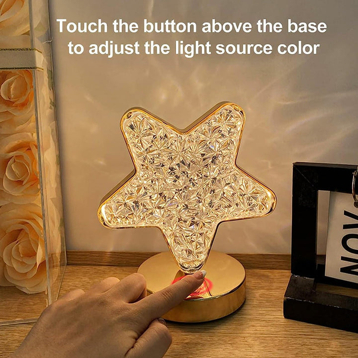 12571 Star Shape Crystal Diamond Lamp Cordless Luxury Lamp With Usb Rechargeable 3-way Dimmable  Touch Control Decorative Nightstand Lamp For Bedroom Living Room Party Restaurant Decor (1 Pc ) - Trendex