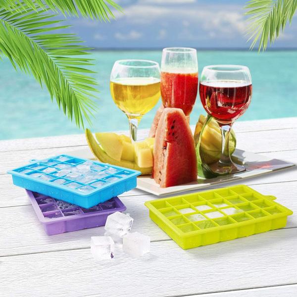 1144  Silicone Ice Cube Trays 24 Cavity Per Ice Tray Multicolour - Trendex