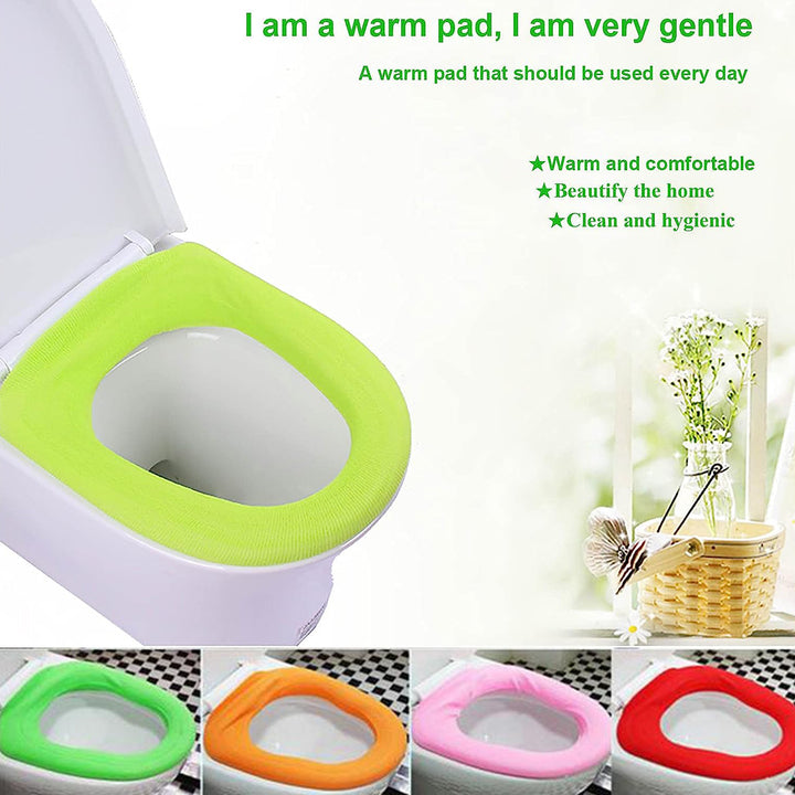 4768 Bathroom Soft Thicker Warmer Stretchable Washable Cloth Toilet Seat Cover Pads (1pc) - Trendex