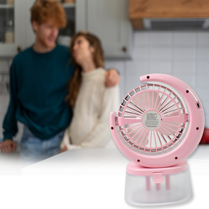 Desktop Fan - Camping Fan With Led Light Portable Humidifying Fan (1 Pc  Plug  Play Fan) - Trendex