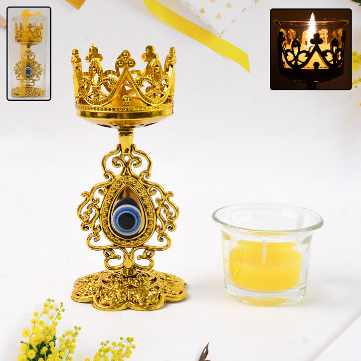 Flower Diwali Candle Holder With Plastic Stand (1 Set) - Trendex