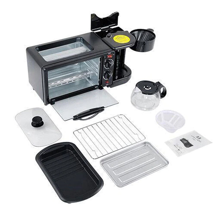 2788 3 In 1 Breakfast Maker Portable Toaster Oven Grill Pan  Coffee Maker Full Breakfast Ready At One Go - Trendex