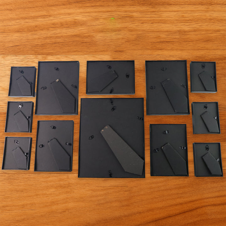 Premium Black Photo Frame Set 12 Pcs Wall Hanging Gallery Frames - Trendex