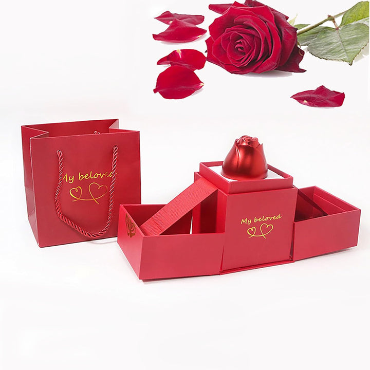 Christmas Gifts For Women Rose Ring Box Jewellery Box Eternal Rose Necklaces Box Wedding Valentines Day - Trendex