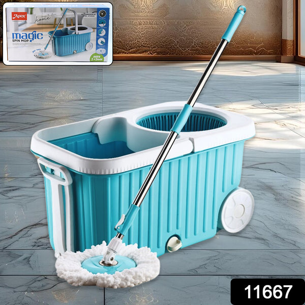 Apex Magic 360 Spin Mop Cleaning System With Stainless Steel Spinner - Trendex