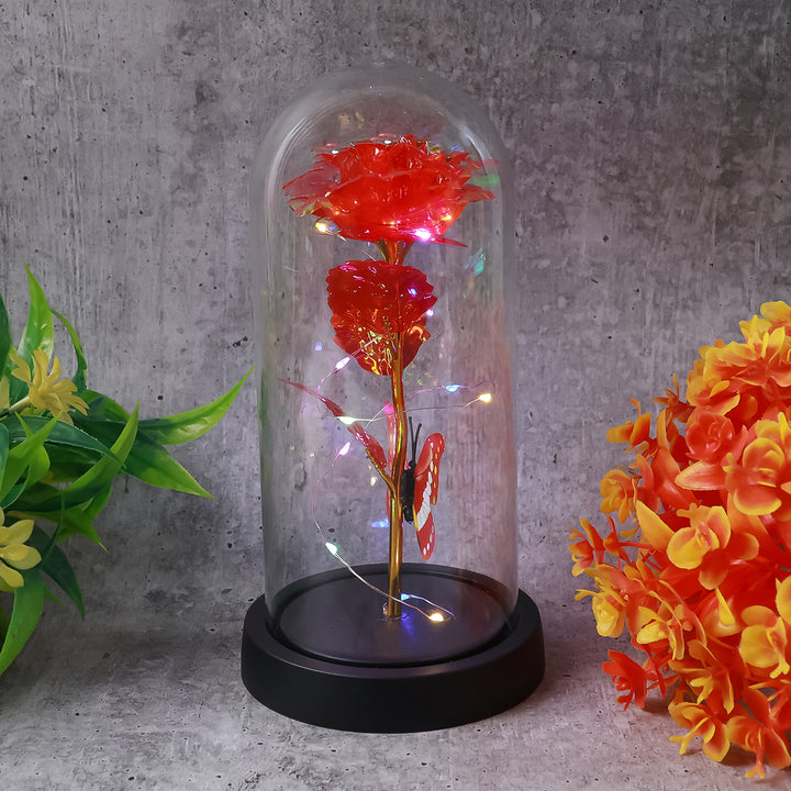 Elegant Led Eternal Rose In Plastic Dome (1 Pc  Battery Not Included) - Trendex