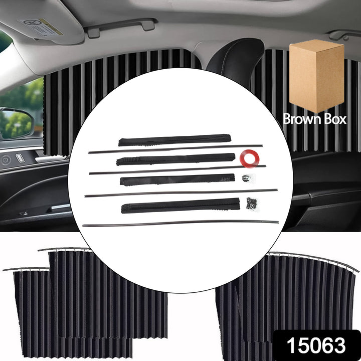 Curtain For Car Window  Heat  Sunshade Protection (4 Pcs With Curtain Hook  Adhesive Tap Set) - Trendex