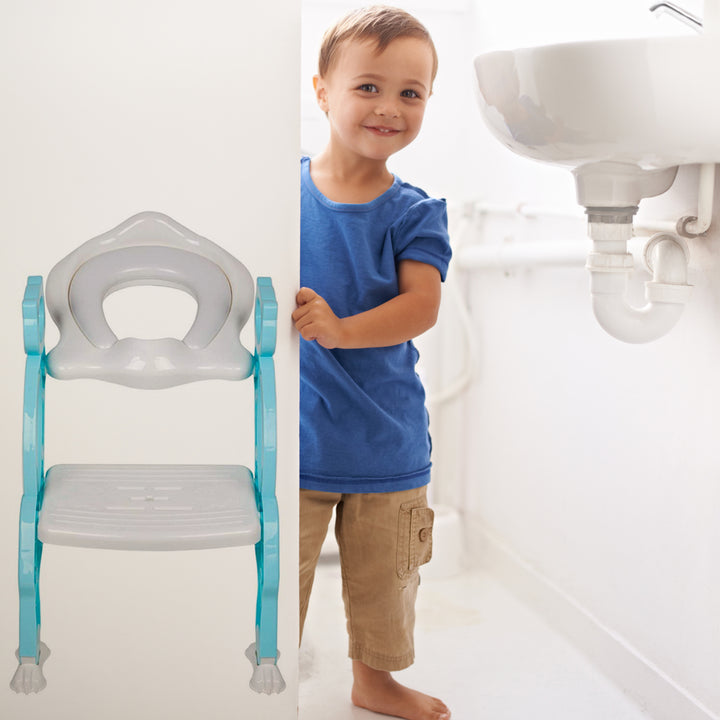 8492 2 In 1 Potty Training Toilet Seat With Step Stool Ladder For Boy And Girl Baby Toddler Kid Childrens Toilet Training Seat Chair With Soft Padded Seat And Sturdy Non-slip Wide Step Make Potty Easier For Your Kids (Multi-color) - Trendex