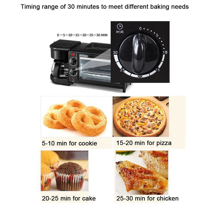 2788 3 In 1 Breakfast Maker Portable Toaster Oven Grill Pan  Coffee Maker Full Breakfast Ready At One Go - Trendex