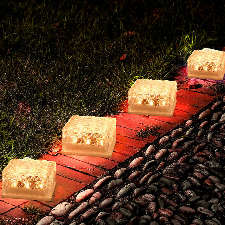 8557solar Ice Cube Shaped Garden Light Ice Cube Shaped Garden Warm Light Outdoor Solar Garden Decorative Lights For Walkway Pathway Backyard Christmas Decoration Parties - Trendex