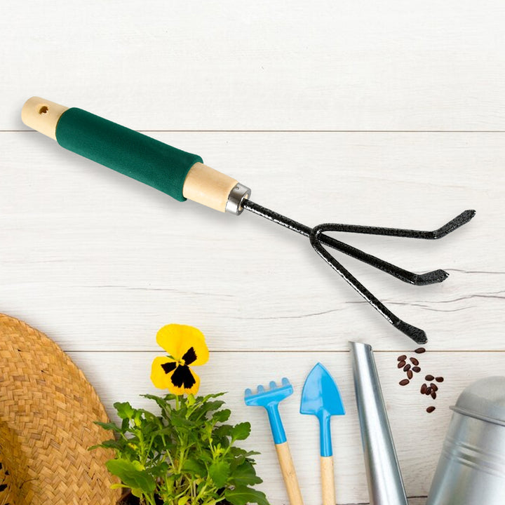 7593 Gardening Tools - Hand Cultivator Trowel Heavy Duty With Ergonomic Wooden Handle For Transplanting And Digging (3 Pcs Set) - Trendex
